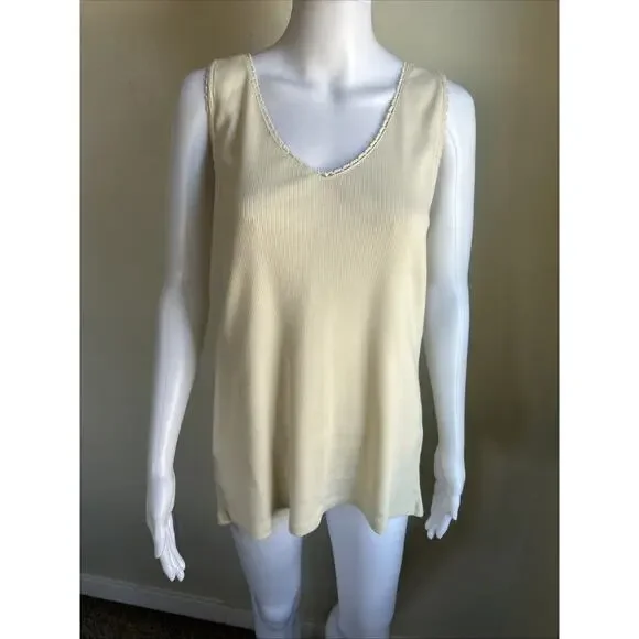 Sundance Ribbed Tank Womens XXL Cream V Neck Sleeveless Basic Layering EUC - Picture 10 of 10